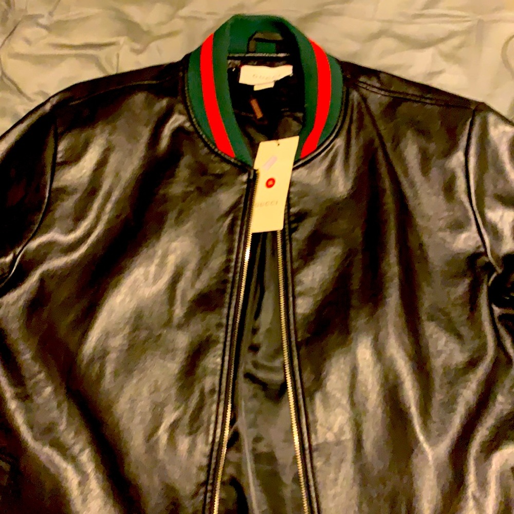GUCCI black leather bomber